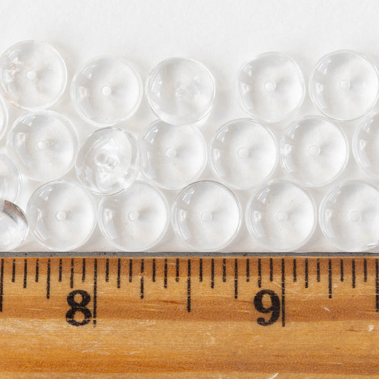 10mm Glass Rondelle Beads - Crystal - 30 Beads