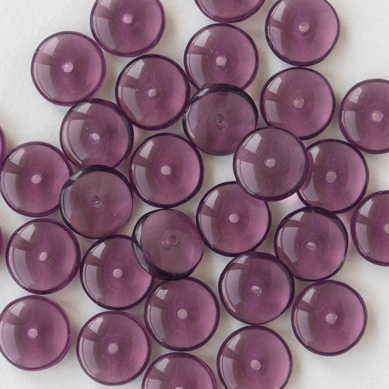 10mm Rondelle Beads - Dk. Amethyst - 30 Beads