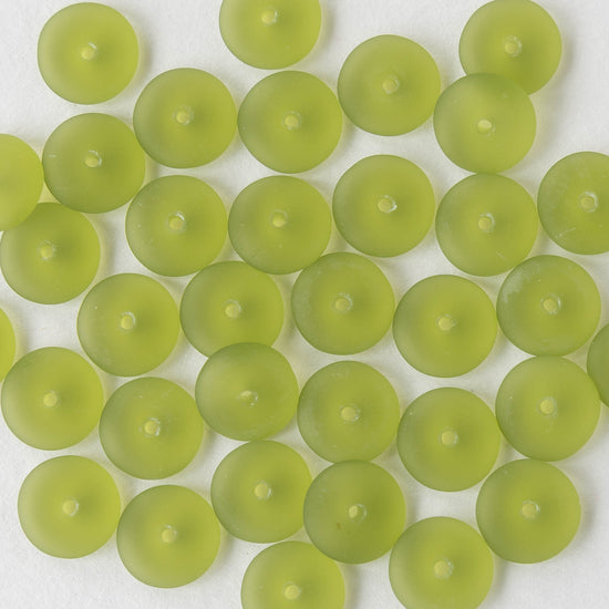 10mm Rondelle Beads - Olivine Matte - 30 Beads