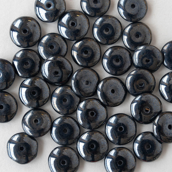 10mm Rondelle Beads - Gun Metal - 30 Beads