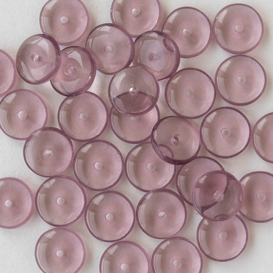 10mm Rondelle Beads - Lt. Amethyst - 30 Beads