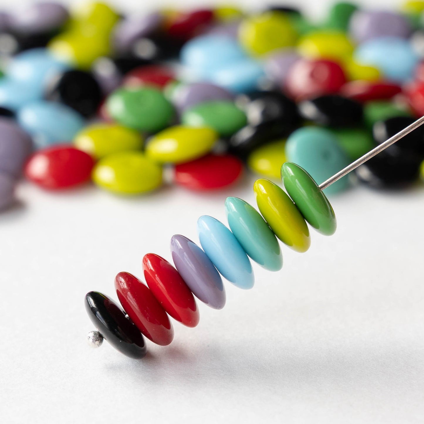 10mm Glass Rondelle Beads - Opaque Bead Mix - 50 or 100