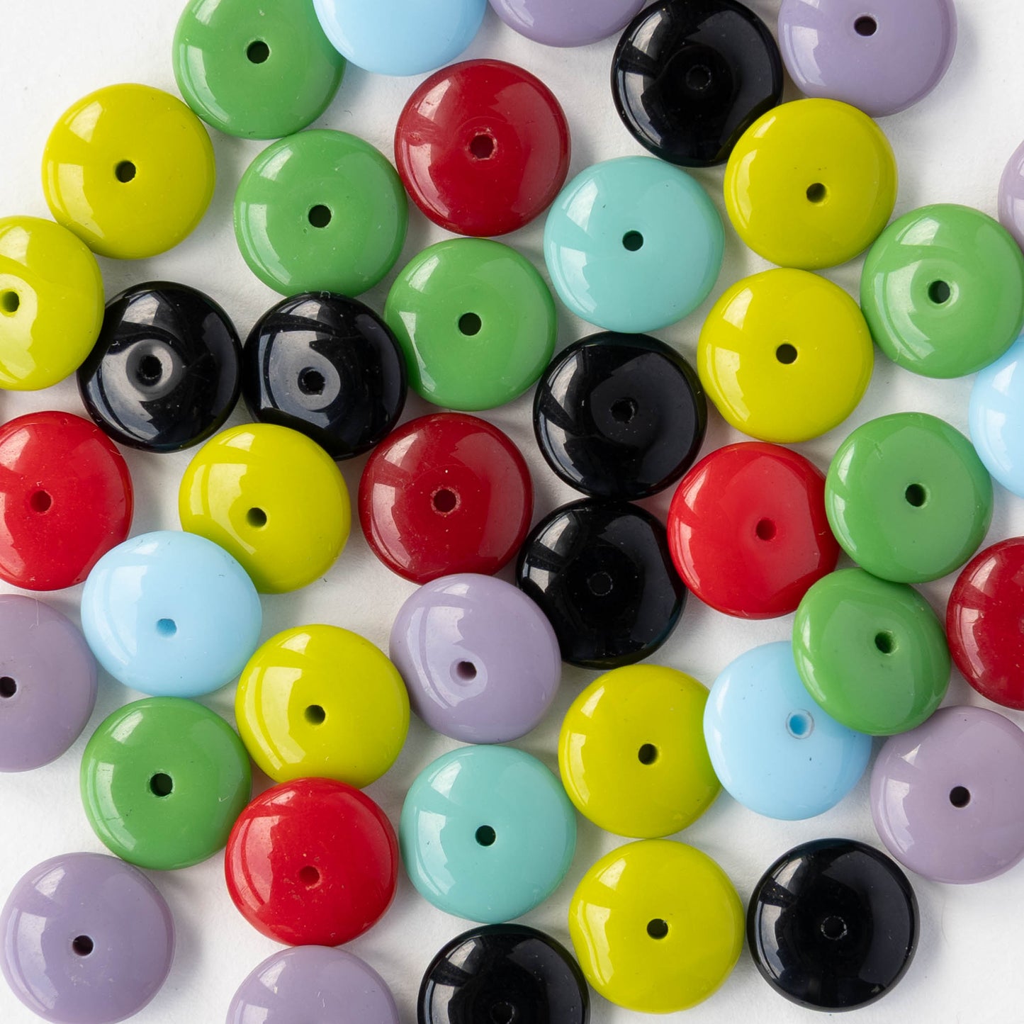 10mm Glass Rondelle Beads - Opaque Bead Mix - 50 or 100