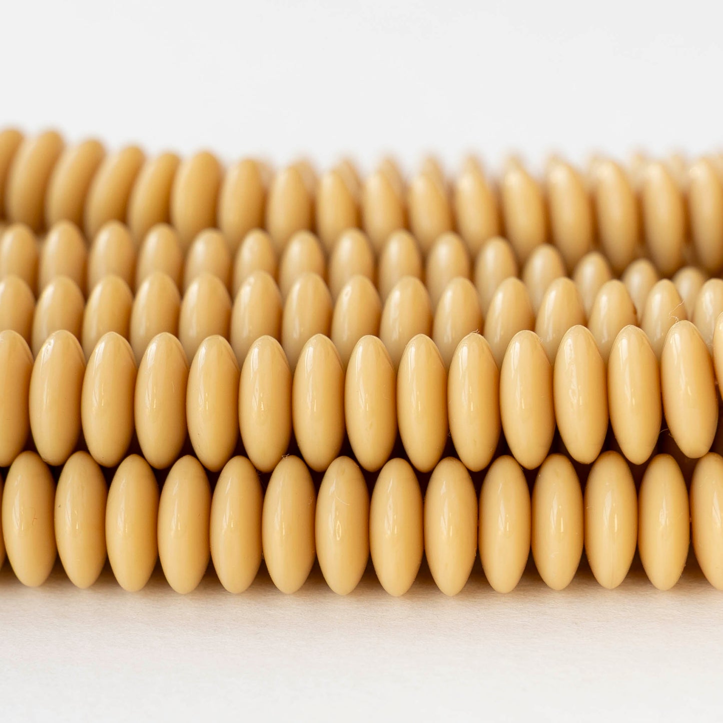 10mm Rondelle Beads - Opaque Beige - 30 Beads