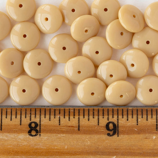 10mm Rondelle Beads - Opaque Beige - 30 Beads