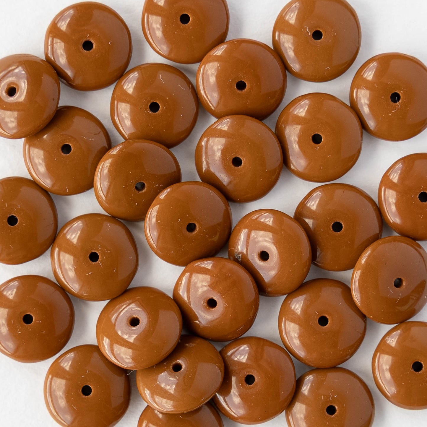 10mm Rondelle Beads - Opaque Brown - 30 Beads