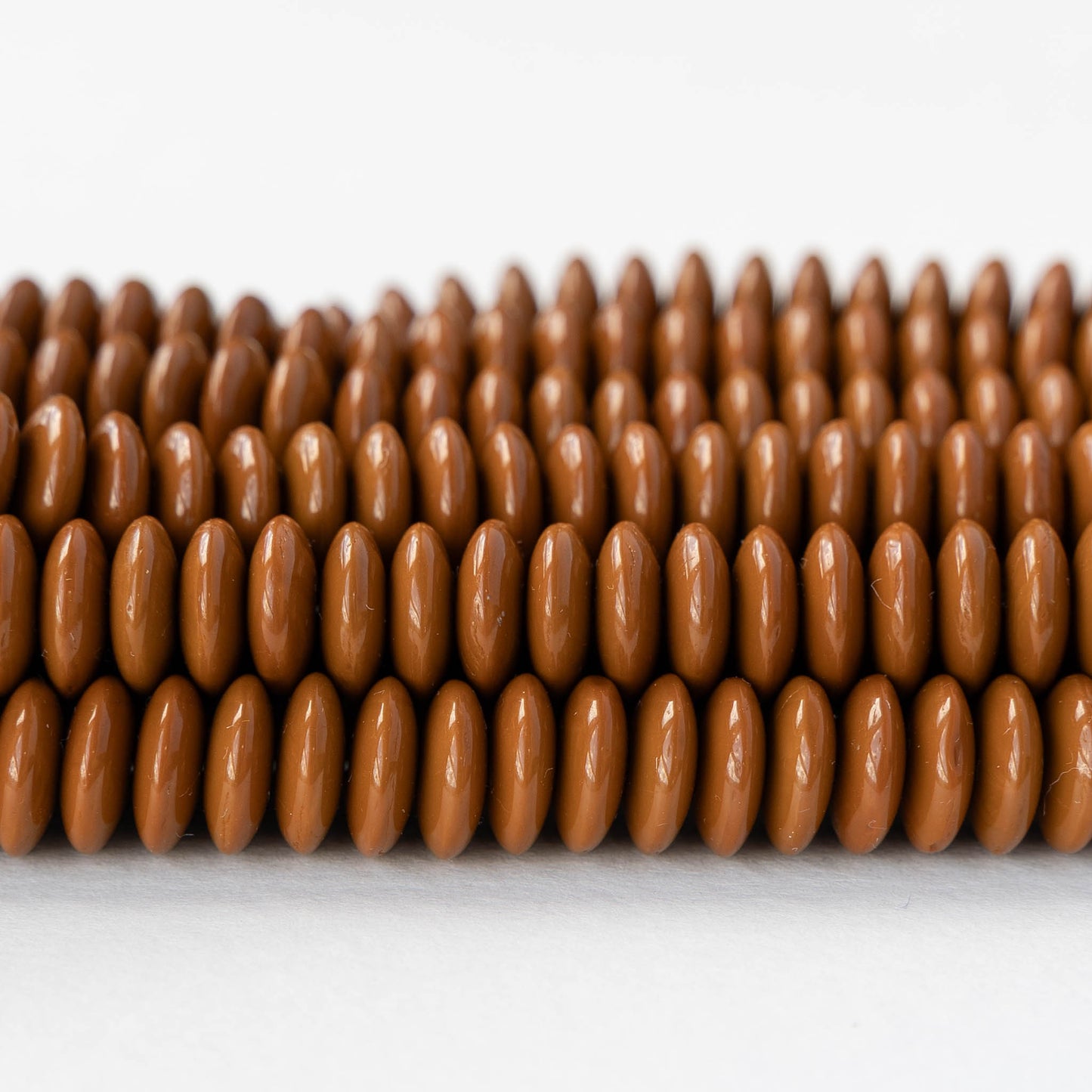 10mm Rondelle Beads - Opaque Brown - 30 Beads