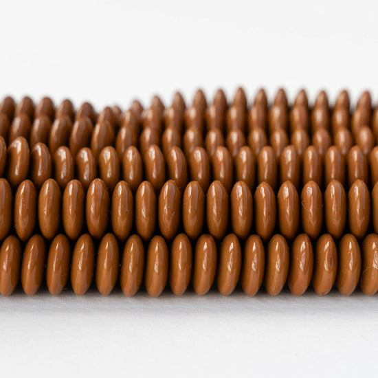 10mm Rondelle Beads - Opaque Brown - 30 Beads