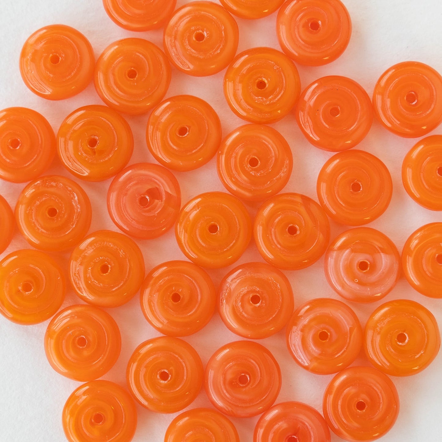 Load image into Gallery viewer, 10mm Vintage Glass Rondelle Beads - Orange - 20 Beads
