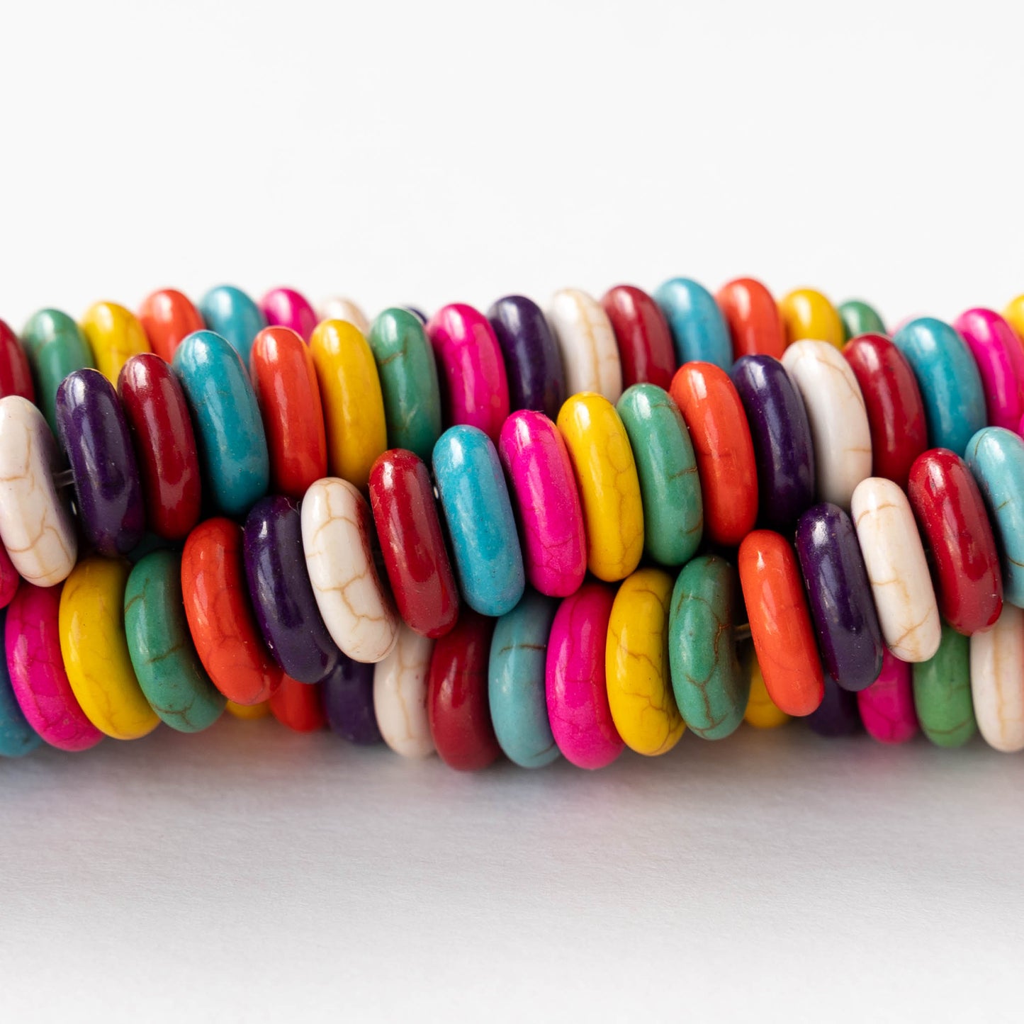 10mm Howlite Rondelle Beads - Rainbow - 16 inch strand ~120 beads