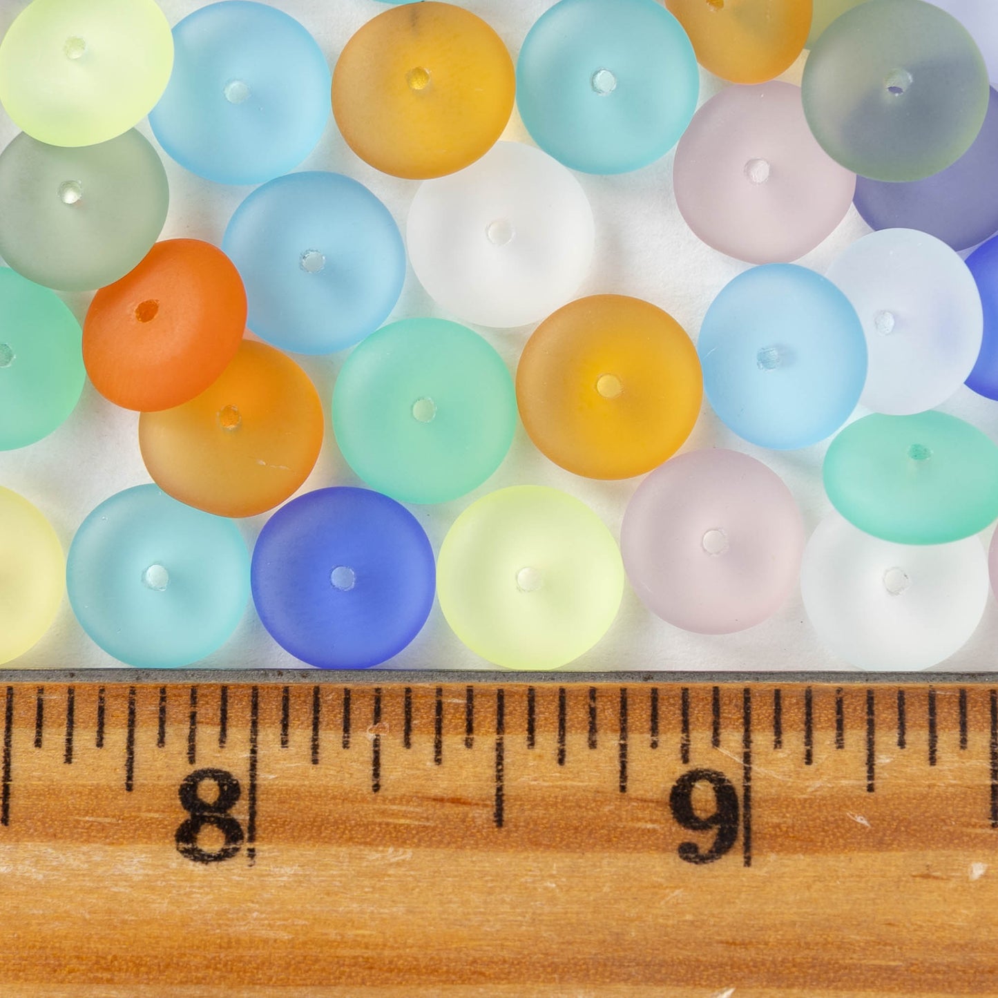 10mm Glass Rondelle Bead - Matte Transparent Mix - 50 beads