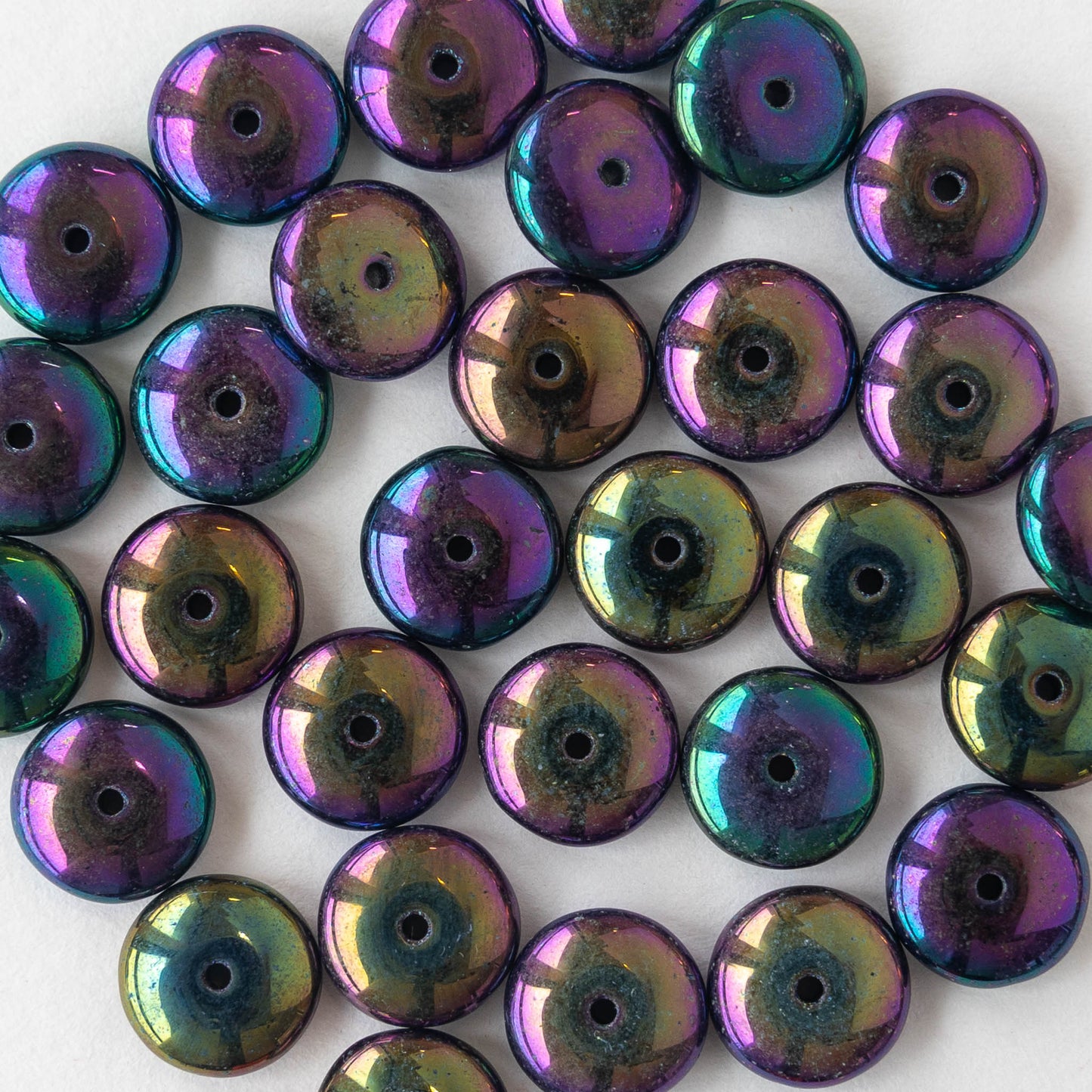 10mm Rondelle Beads - Red Iris - 30 Beads
