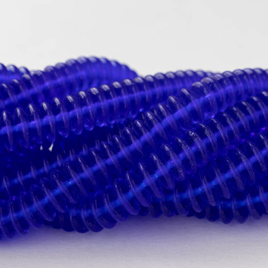 10mm Rondelle Beads - Transparent Dark Sapphire Blue - 30 Beads