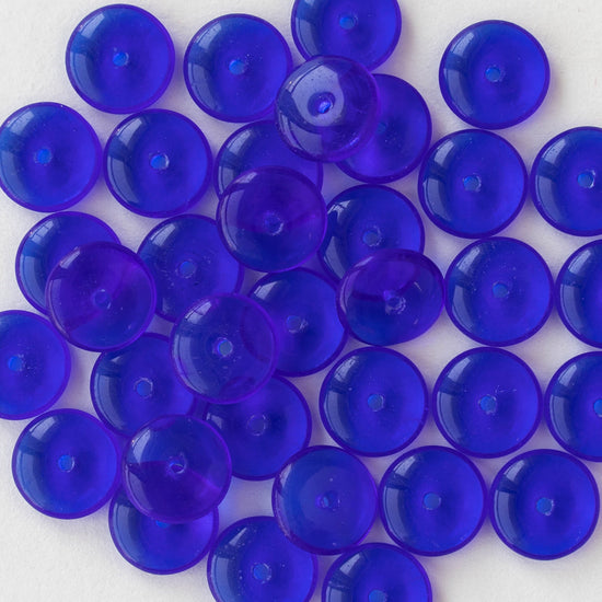 10mm Rondelle Beads - Sapphire Blue - 30 Beads