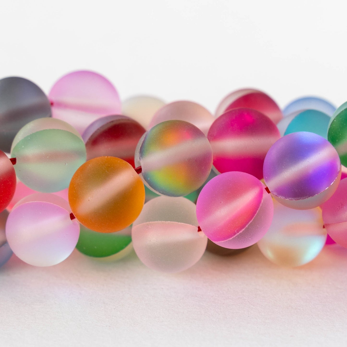 8mm, 10mm Round Glass Beads - Matte Aura Mix