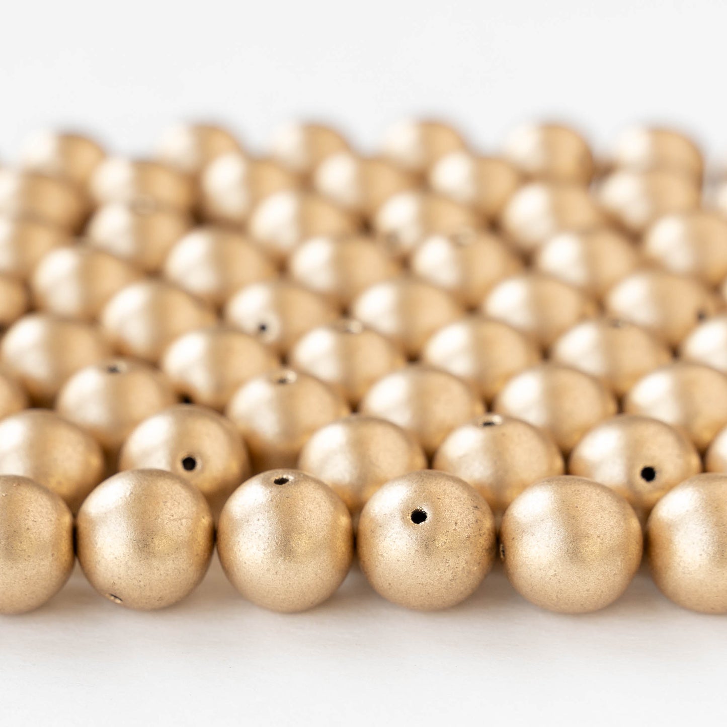 10mm Round Glass Beads - Aztec Gold - 10 or 20 beads