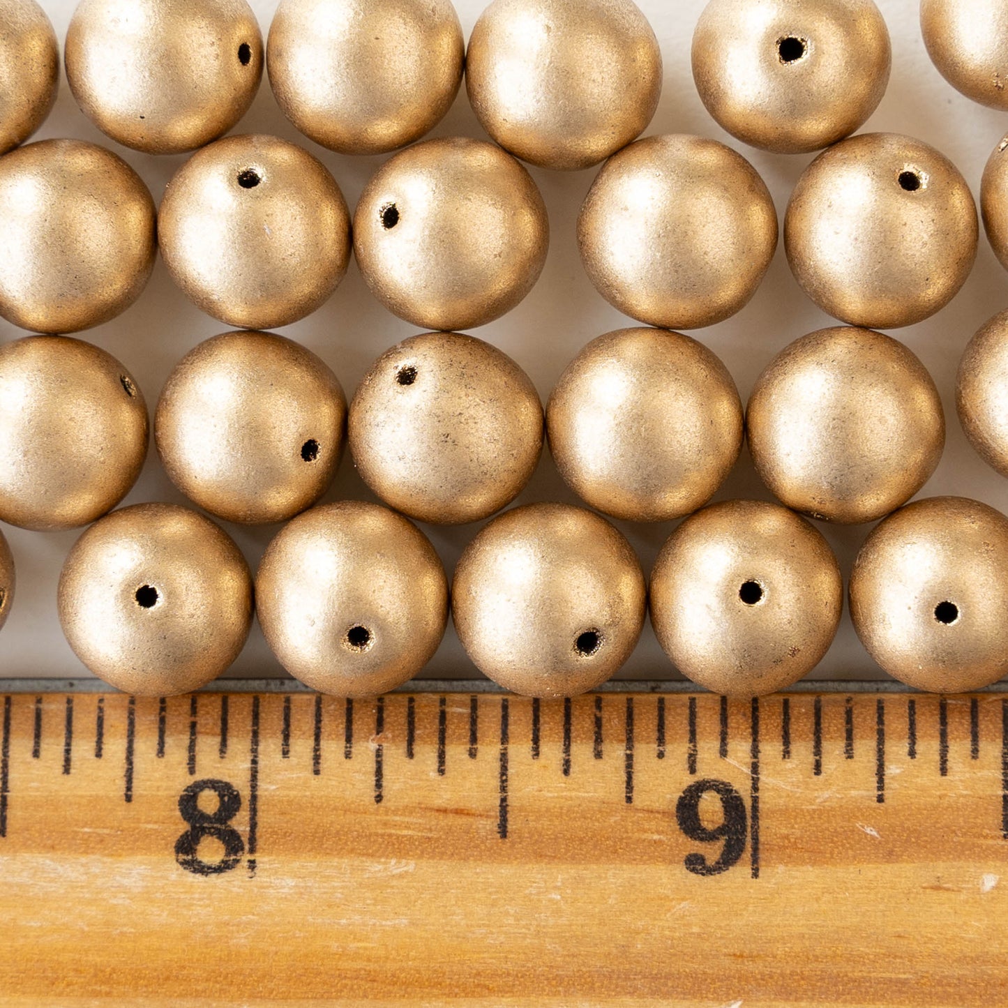 10mm Round Glass Beads - Aztec Gold - 10 or 20 beads