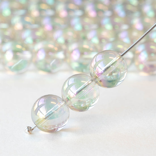 10mm Round Glass Beads - Crystal Aura - 20 beads