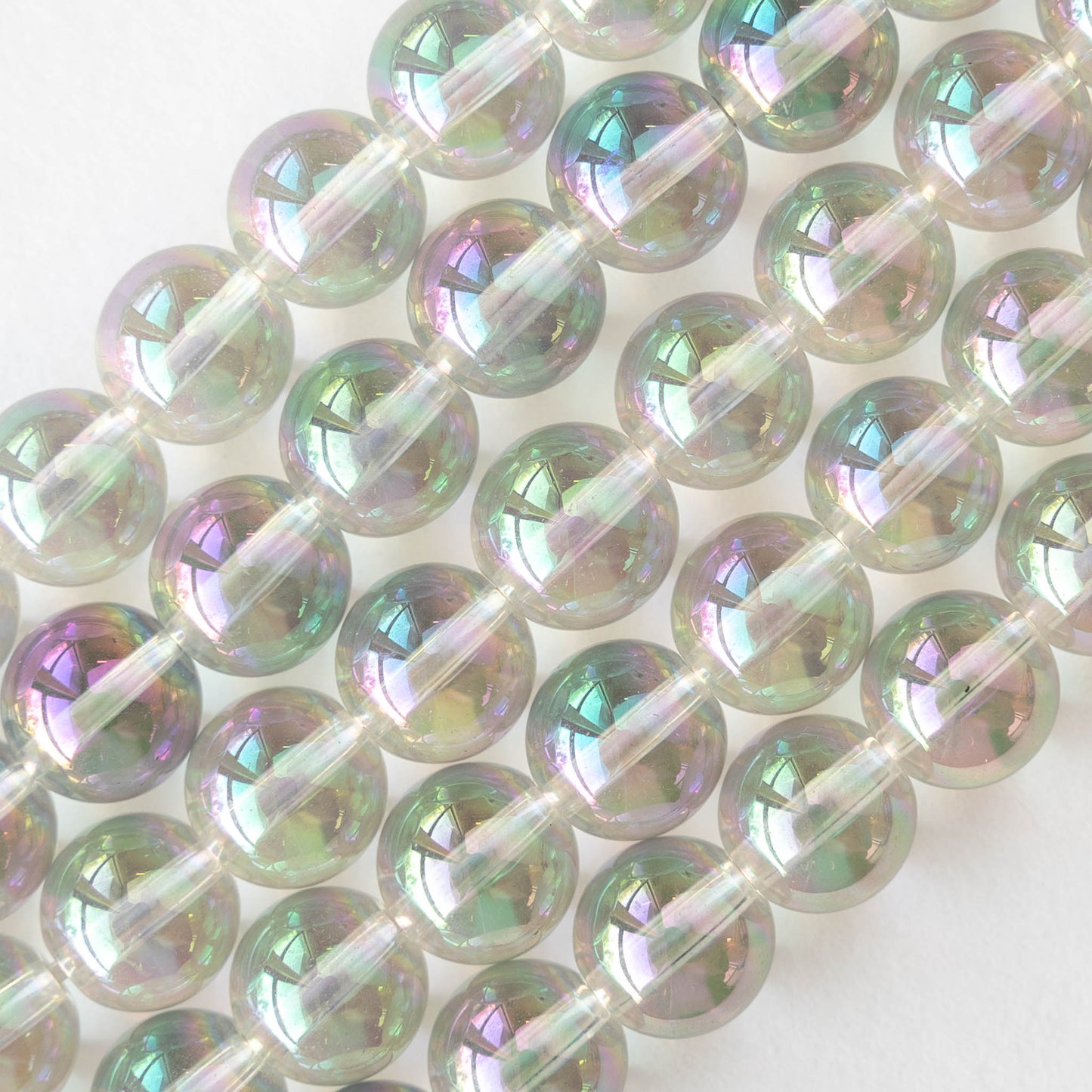 10mm Round Glass Beads - Crystal Aura - 20 beads