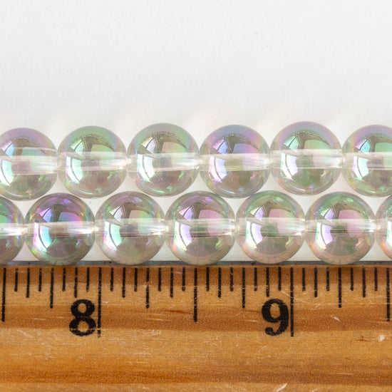 10mm Round Glass Beads - Crystal Aura - 20 beads