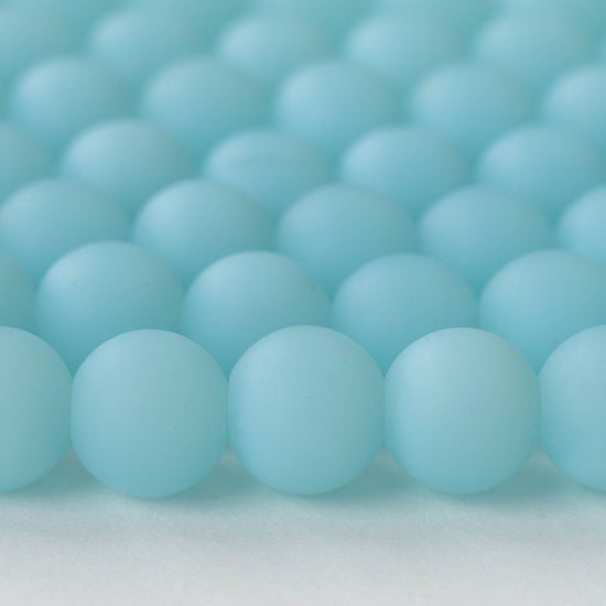 Load image into Gallery viewer, 10mm Frosted Glass Rounds - Opaque Aqua - 21 beads
