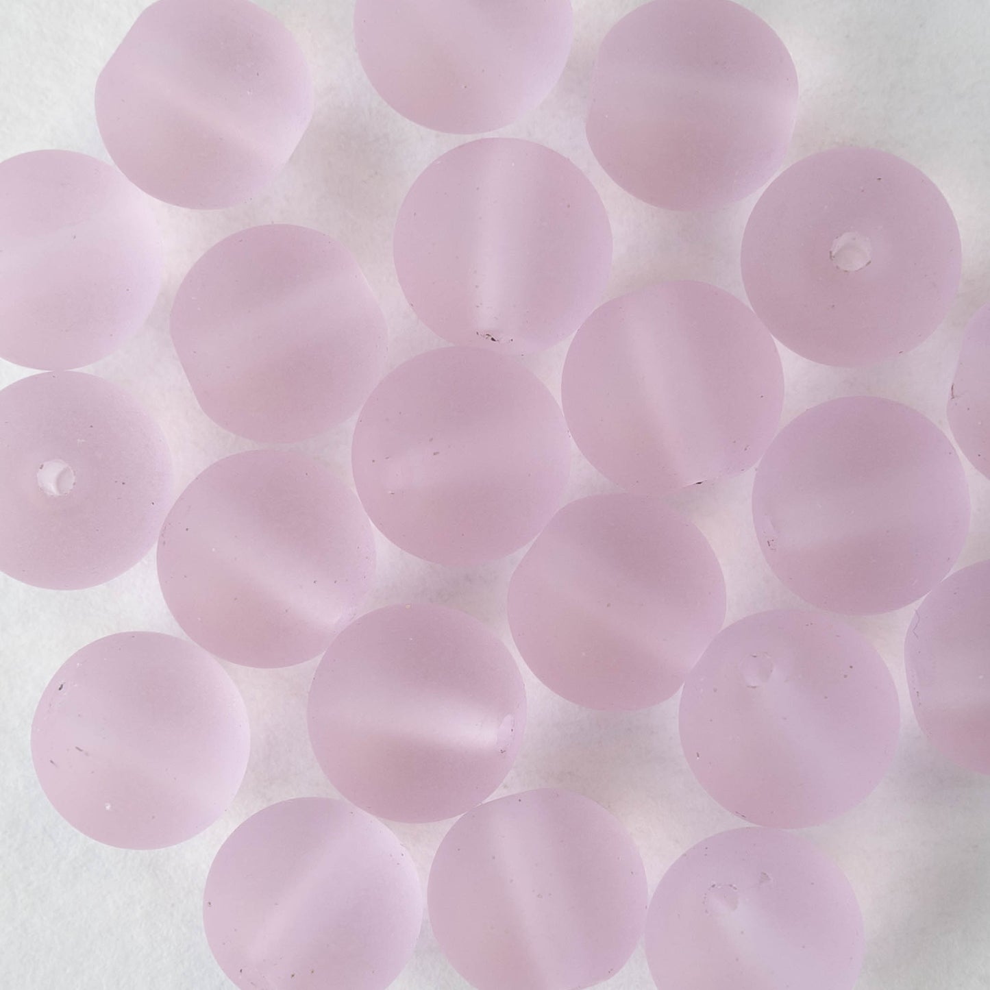 10mm Frosted Glass Rounds - Pink - 21 beads