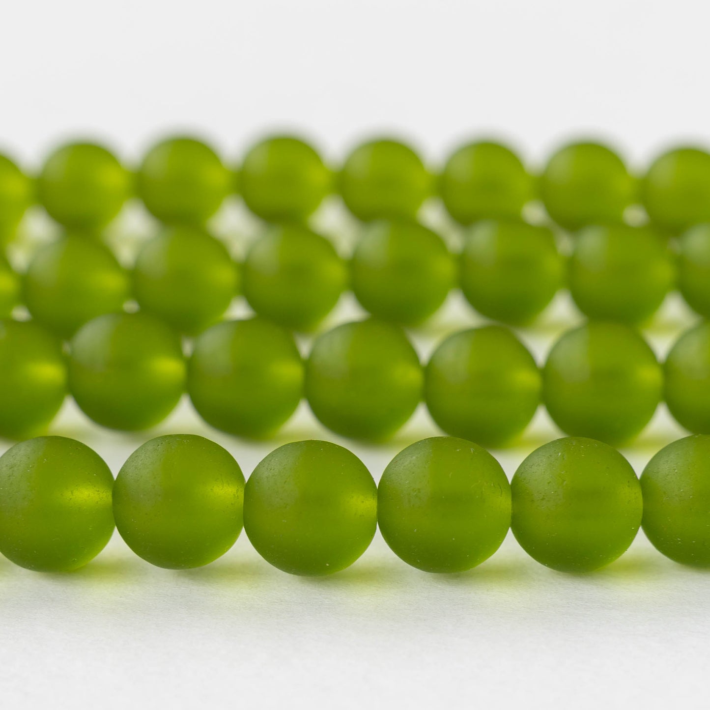 10mm Frosted Glass Rounds  - Lime Green - 21 beads