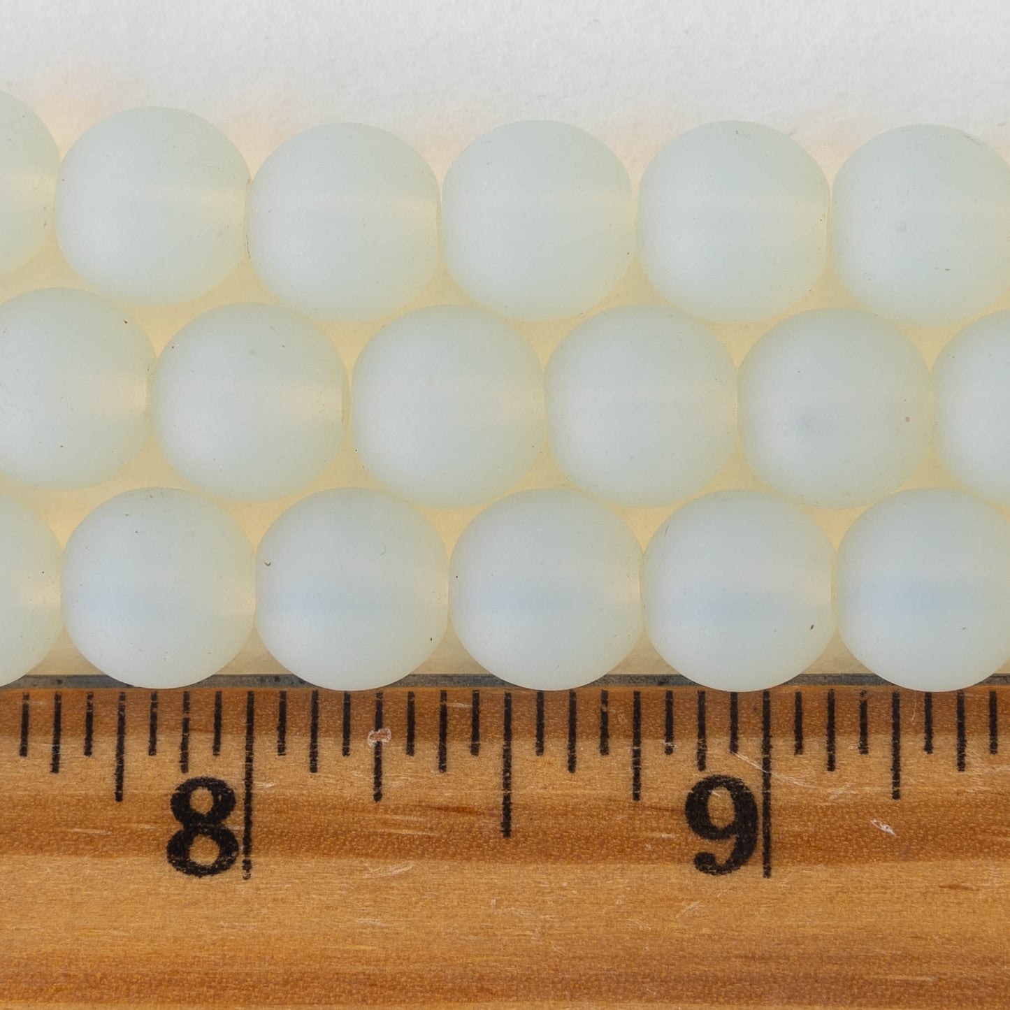 10mm Frosted Glass Rounds - Moonstone - 21 beads