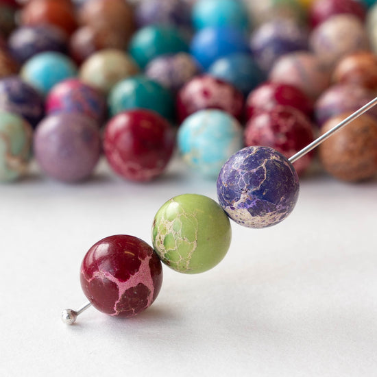 10mm Impression Jasper Round Beads - Color Mix - 37 Beads