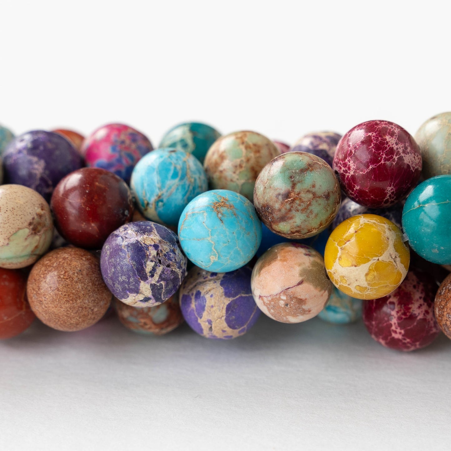 10mm Impression Jasper Round Beads - Color Mix - 37 Beads