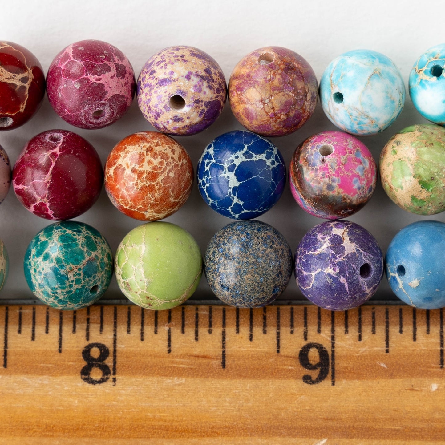 10mm Impression Jasper Round Beads - Color Mix - 37 Beads