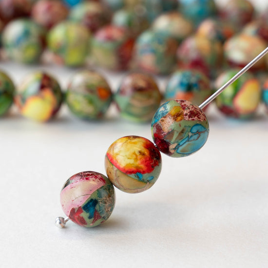 Load image into Gallery viewer, 10mm Impression Jasper Round Beads - Rainbow - 15 inch strand ~37 beads
