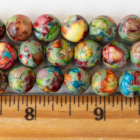 Load image into Gallery viewer, 10mm Impression Jasper Round Beads - Rainbow - 15 inch strand ~37 beads
