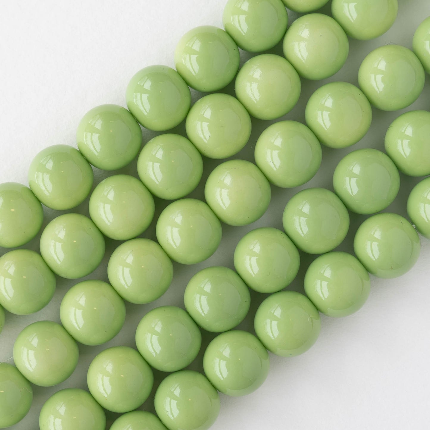 10mm Round Beads - Opaque Sage Green - 20 Beads