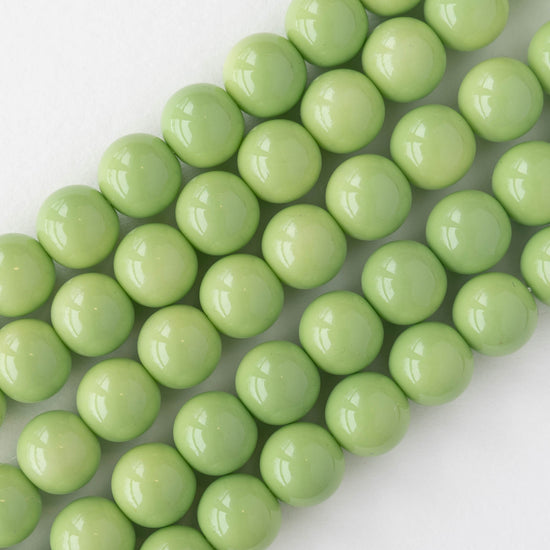 10mm Round Beads - Opaque Sage Green - 20 Beads