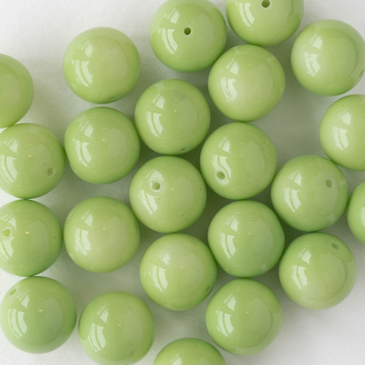 10mm Round Beads - Opaque Sage Green - 20 Beads