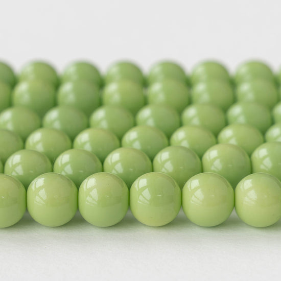 10mm Round Beads - Opaque Sage Green - 20 Beads