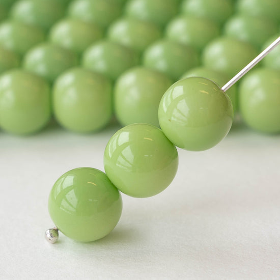 10mm Round Beads - Opaque Sage Green - 20 Beads