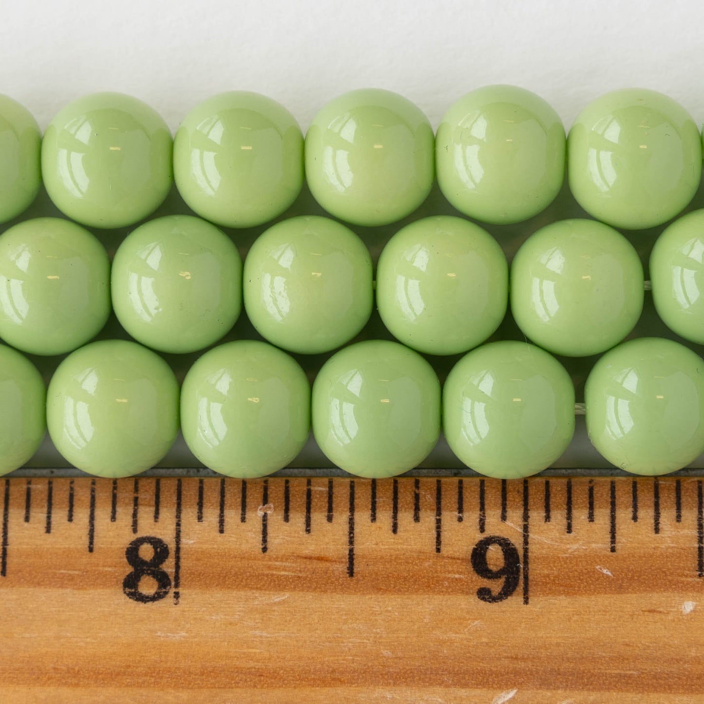 10mm Round Beads - Opaque Sage Green - 20 Beads