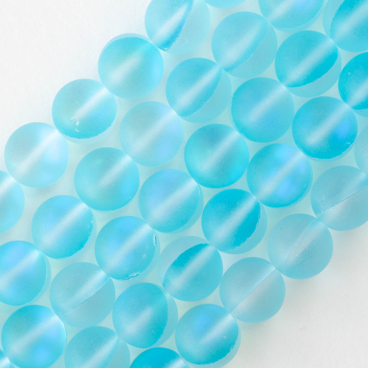 Blue Frosted 6mm Round Glass Beads – Wholesale Strands – 75, 150, Or 300 Pieces