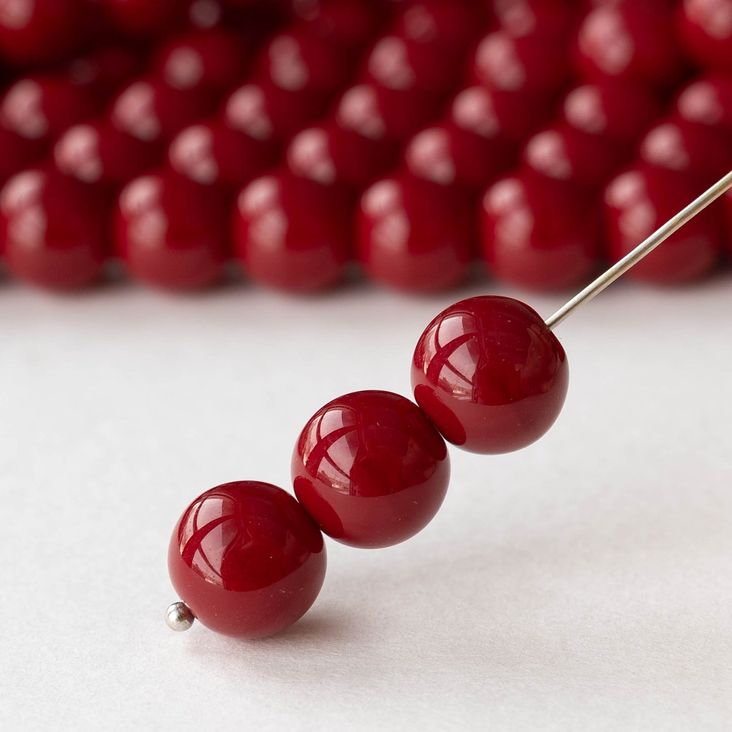 10mm Round Opaques - Opaque Dark Red - 10, 20, or 30 beads