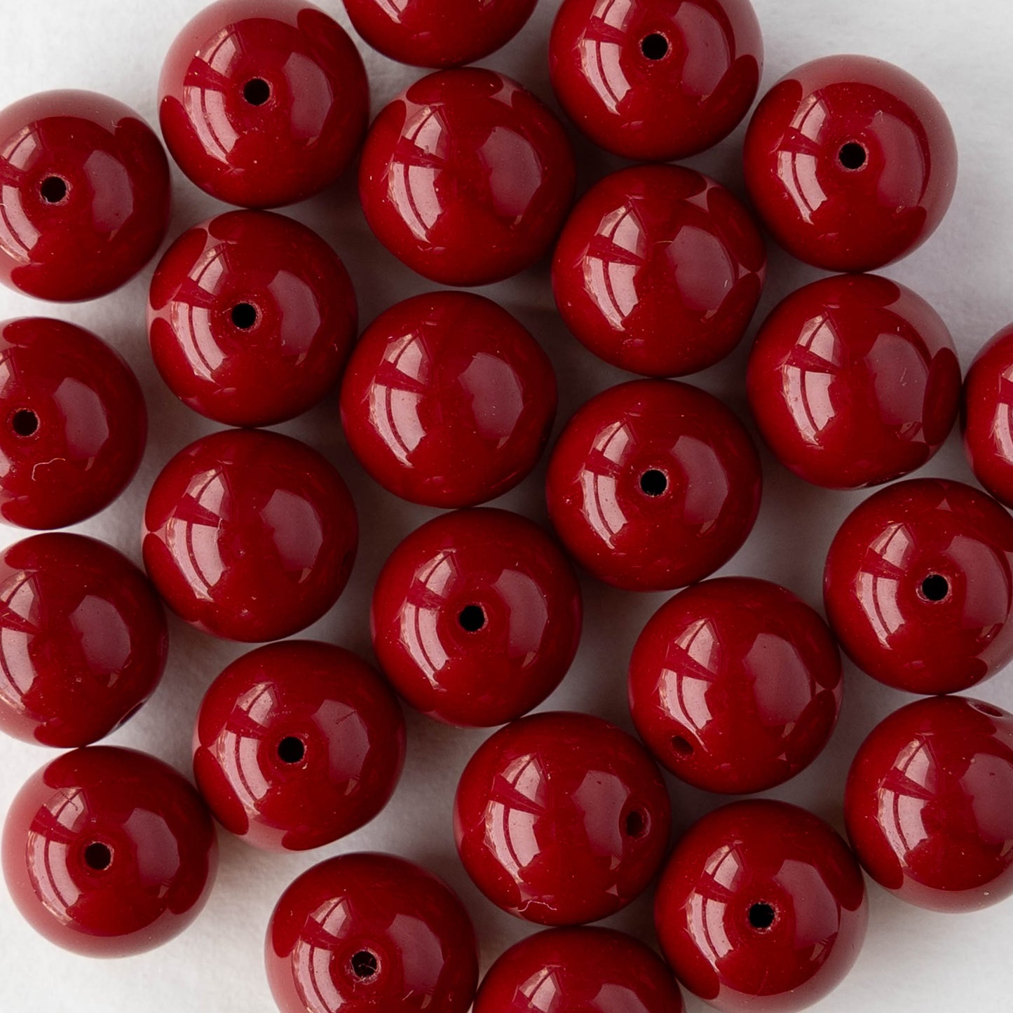 10mm Round Opaques - Opaque Dark Red - 10, 20, or 30 beads