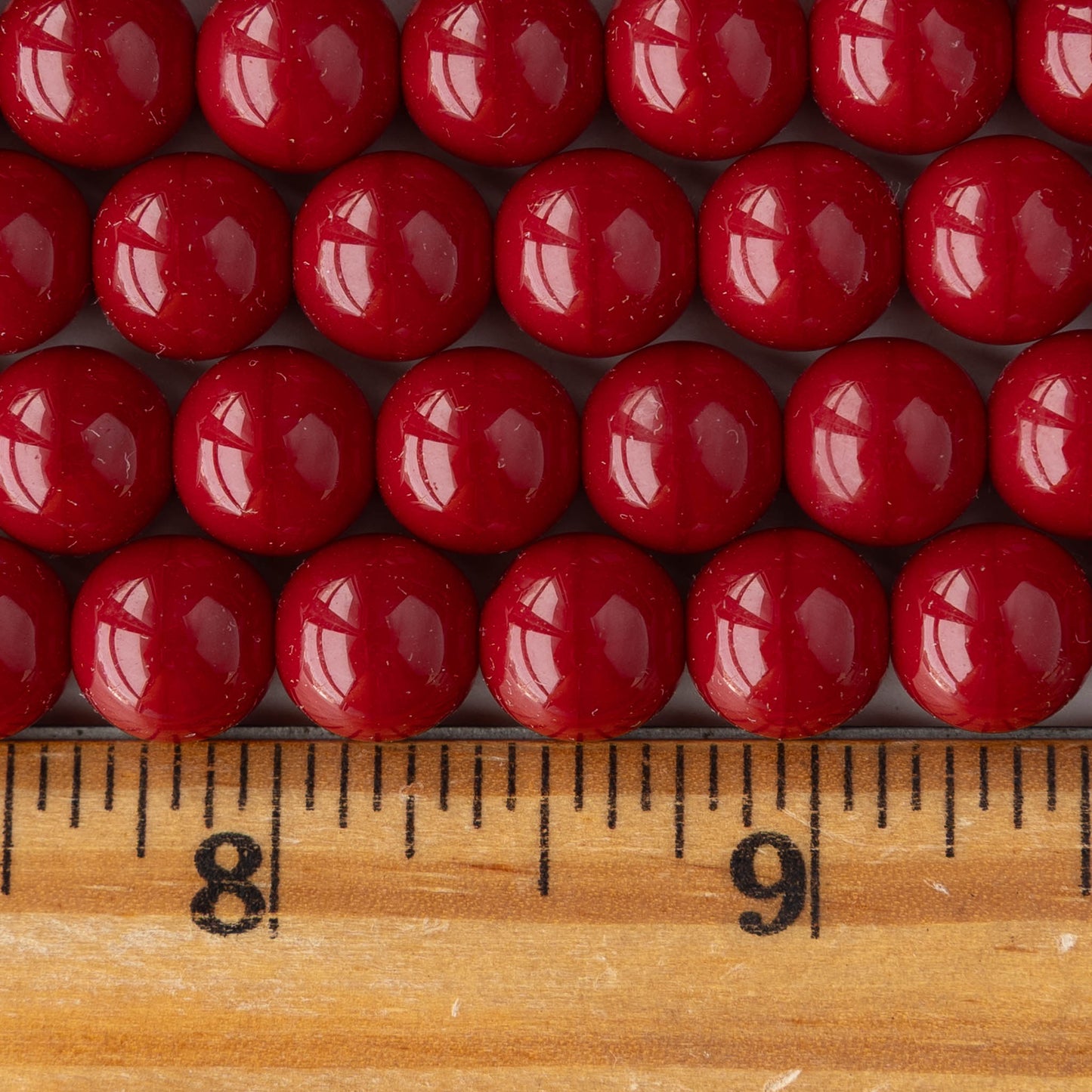 10mm Round Opaques - Opaque Dark Red - 10, 20, or 30 beads