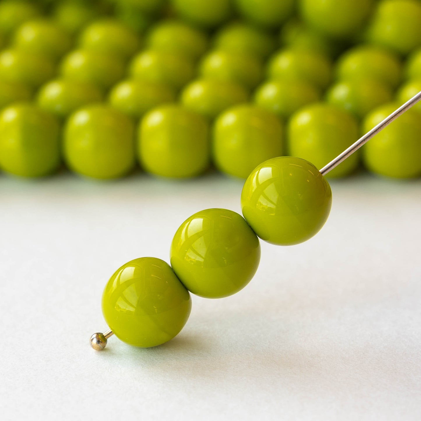 10mm Round Opaques - Chartreuse - Choose Amount