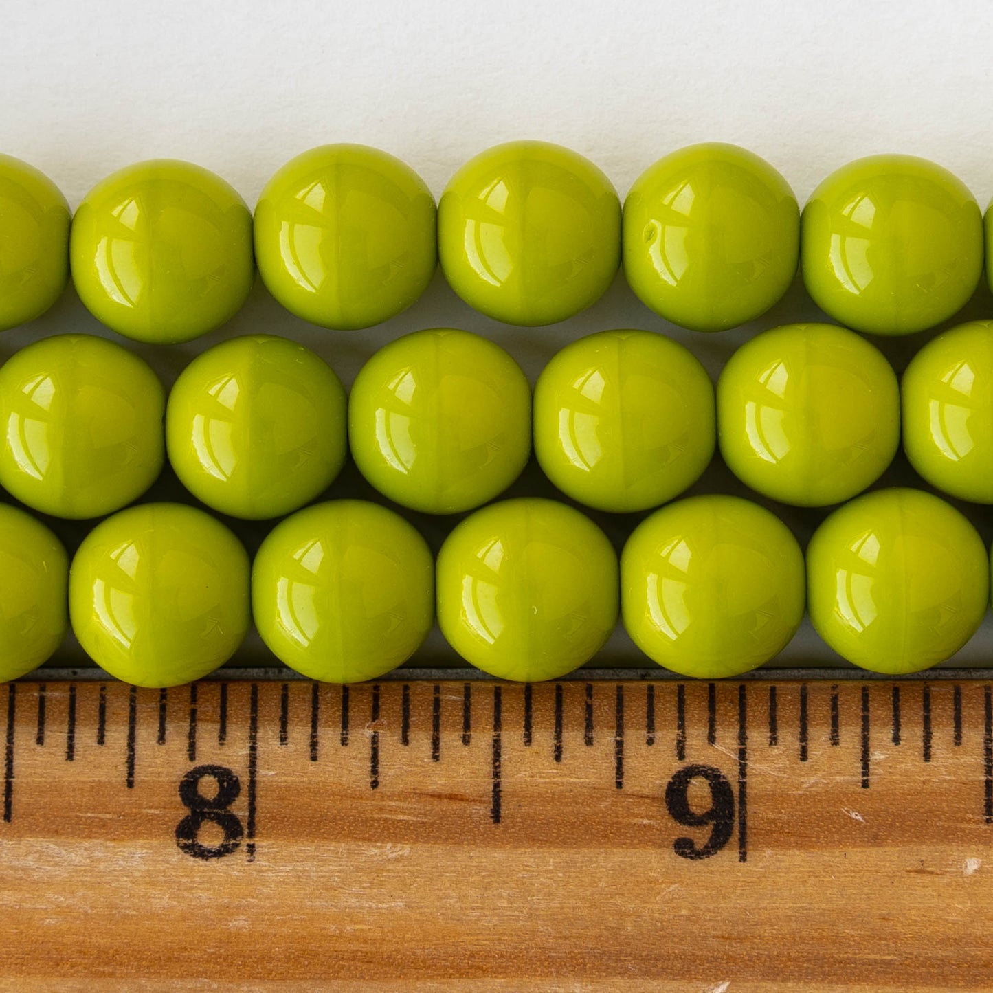 10mm Round Opaques - Chartreuse - Choose Amount