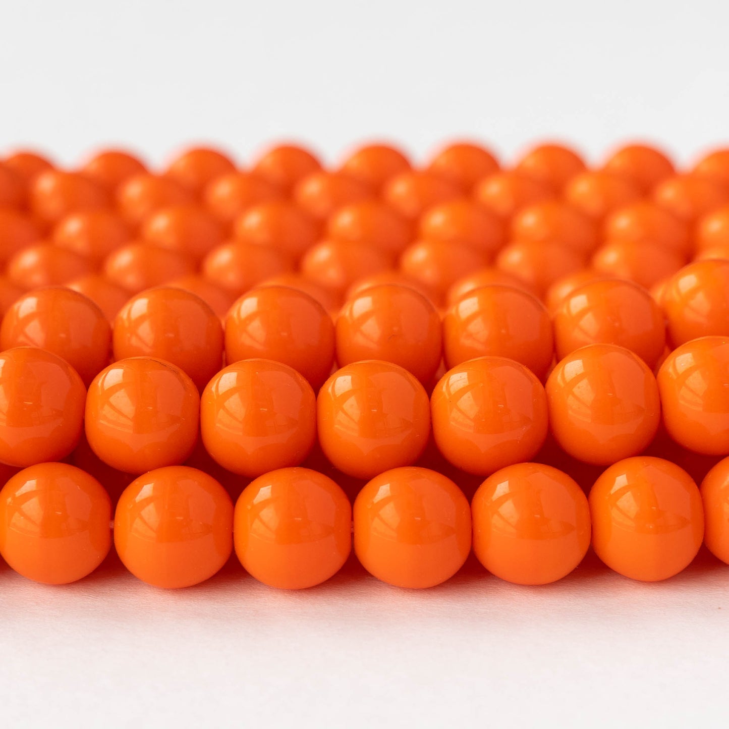 10mm Round Glass Beads - Orange - 10, 20, or 30 beads