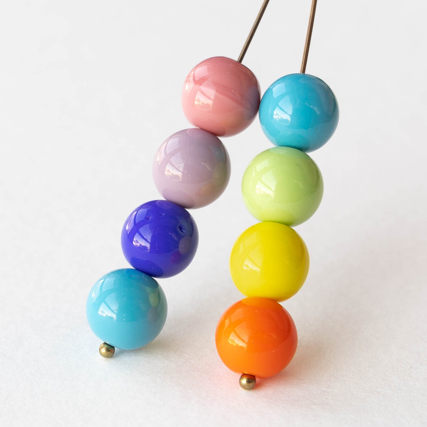 10mm Round Glass Beads - Opaque Color Mix - 60 beads