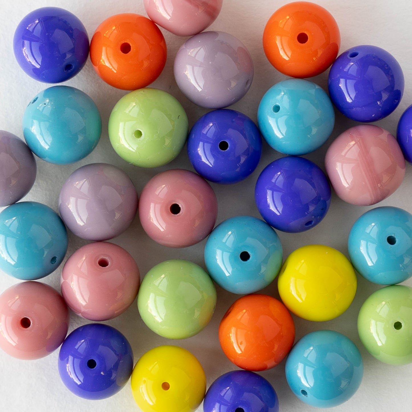 10mm Round Glass Beads - Opaque Color Mix - 60 beads