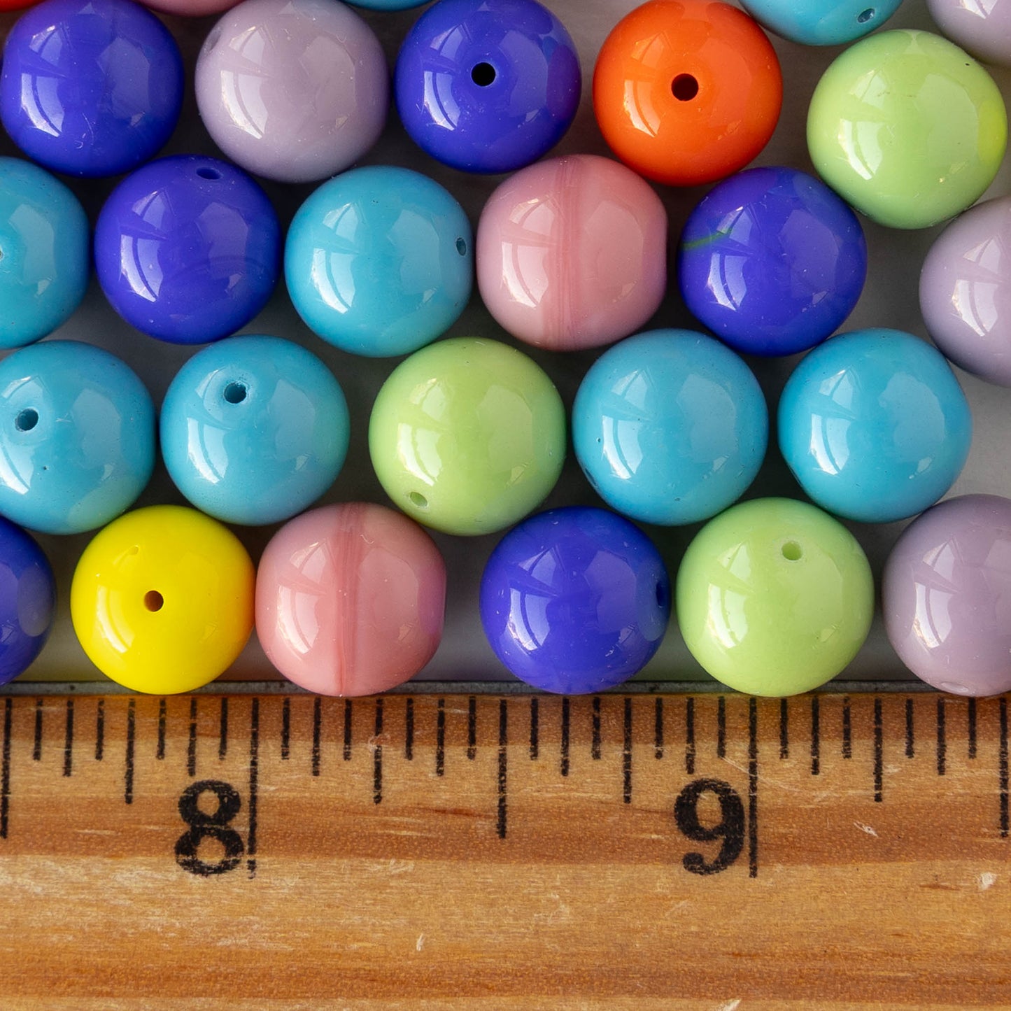 10mm Round Glass Beads - Opaque Color Mix - 60 beads