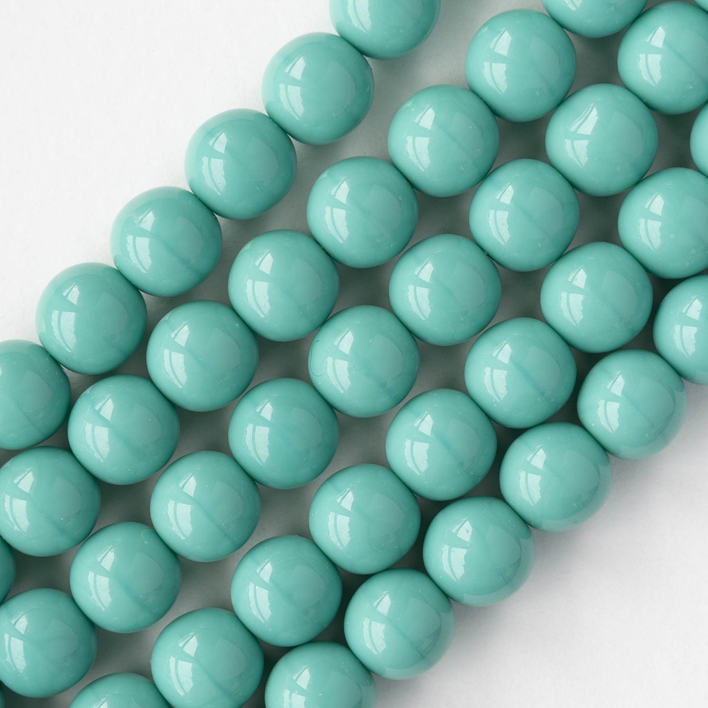 10mm Round Glass Beads - Turquoise - 10, 20, or 30 beads